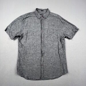 Artistry in Motion Button Down Shirt Mens M Gray Slim Fit Short Sleeve Casual